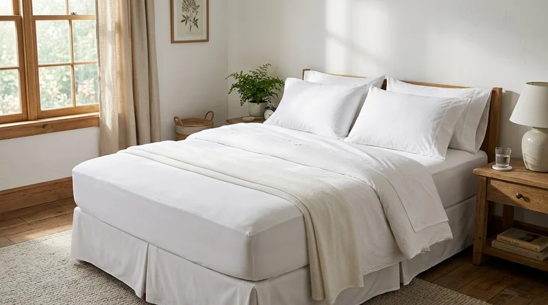 Bedroom at night with an air purifier glowing on the nightstand