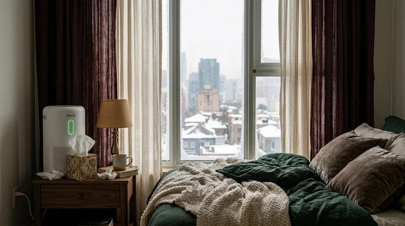 Bedroom air purifier during flu season