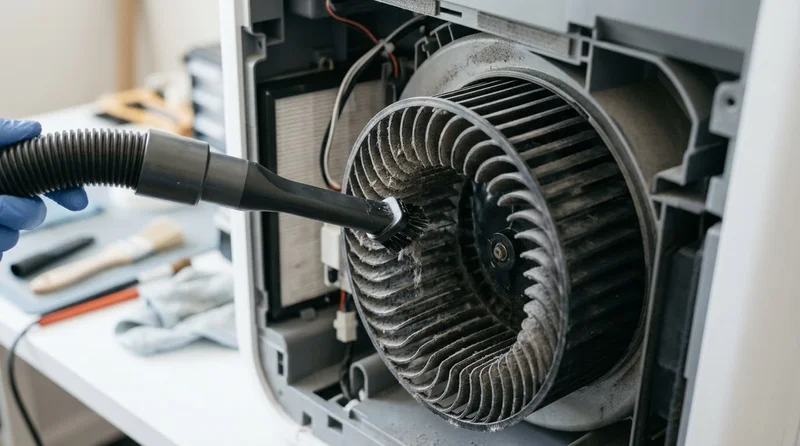 Inspecting an air purifier fan compartment