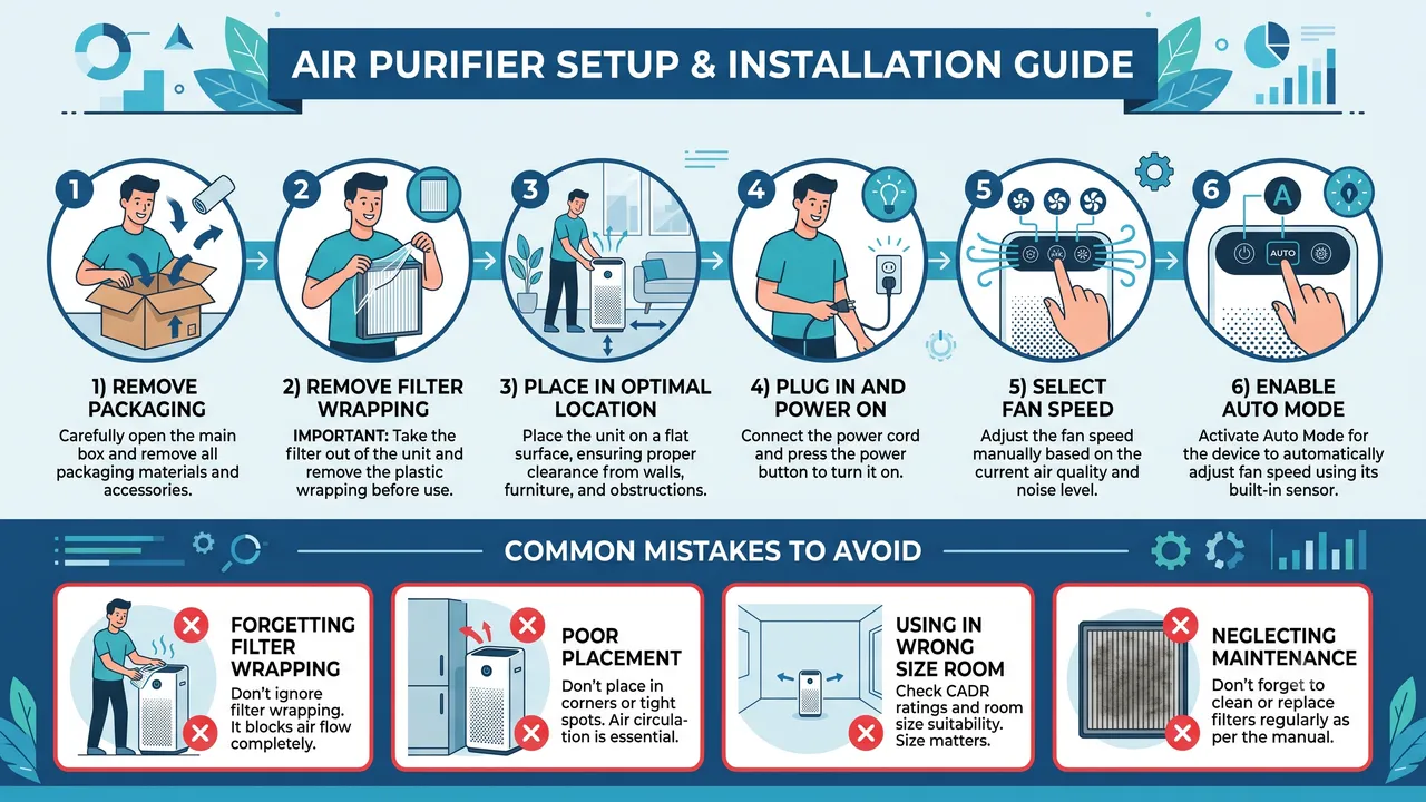 How to Set Up Your New Air Purifier: Unboxing, Filter Installation, Placement, and First 48 Hours