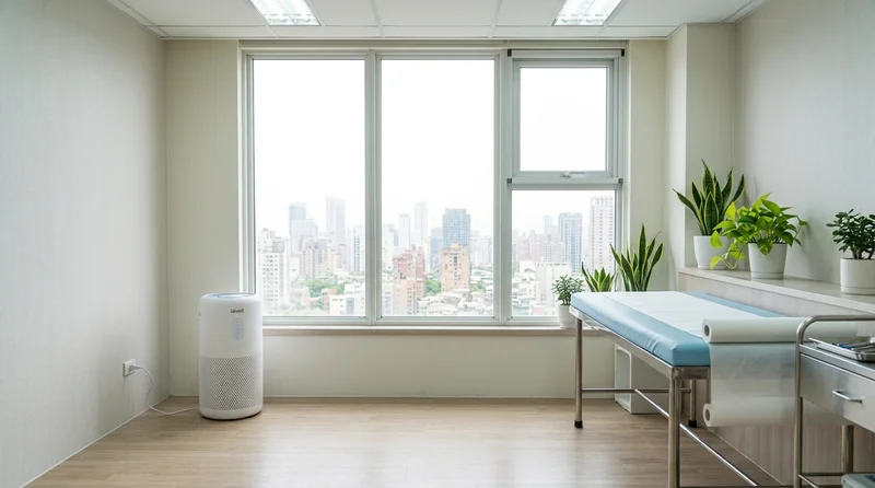 Air purifier in a medical clinic waiting room