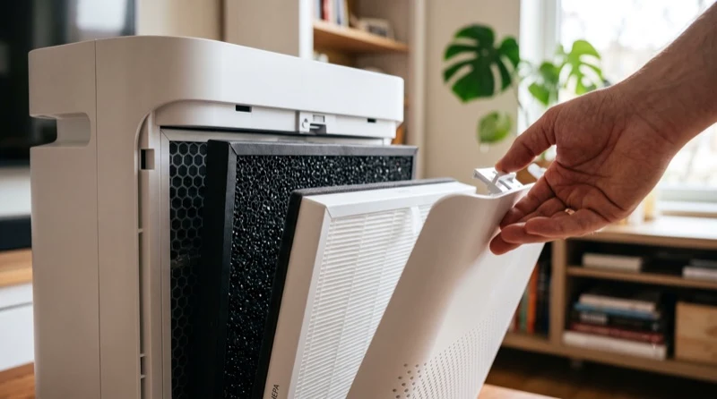 The $200 price point, a modern living room with a compact air purifier