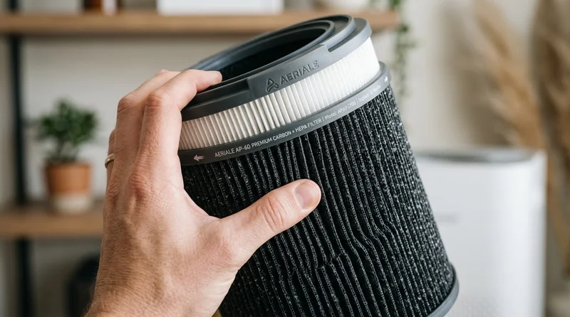 Premium air purifier in a designer living room