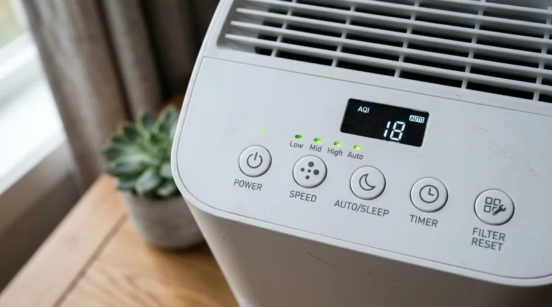 Coway Airmega 150 on a bedroom nightstand