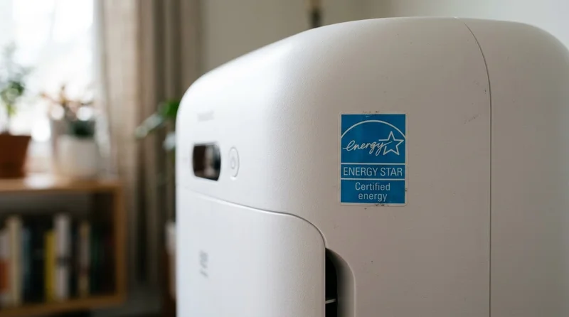 Energy Star label on a white air purifier