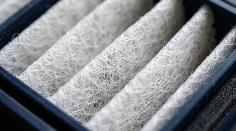 Close-up of pleated HEPA filter media