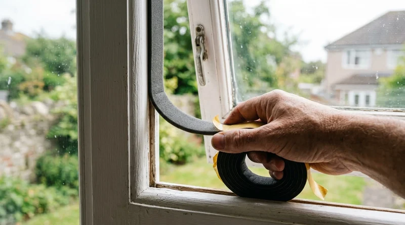 Draft stopper and weatherstripping on an apartment door