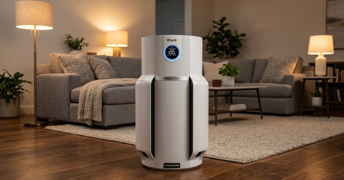 Shark NeverChange HP302 tower in a large open-plan living room